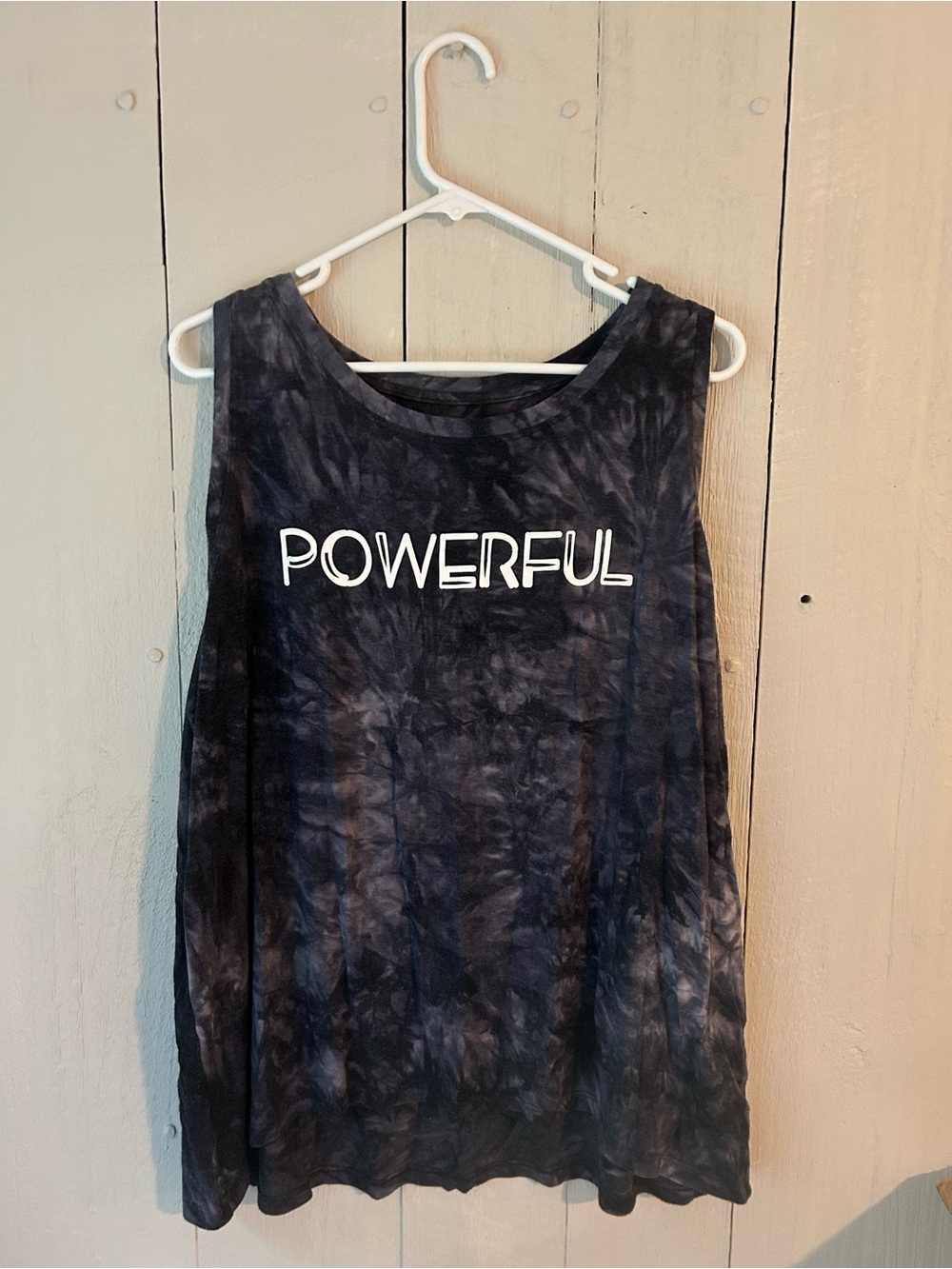Athletic Works Black Tie-Dye "POWERFUL" Tank Top